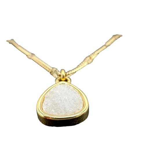 Luna Norte Gold Tone Teardrop Pendant Necklace Dainty Chain Druzy Style Elegant - Picture 4 of 11